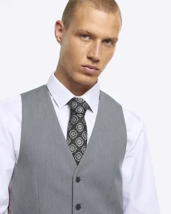River Island Skinny fit twill suit waistcoat< Suits