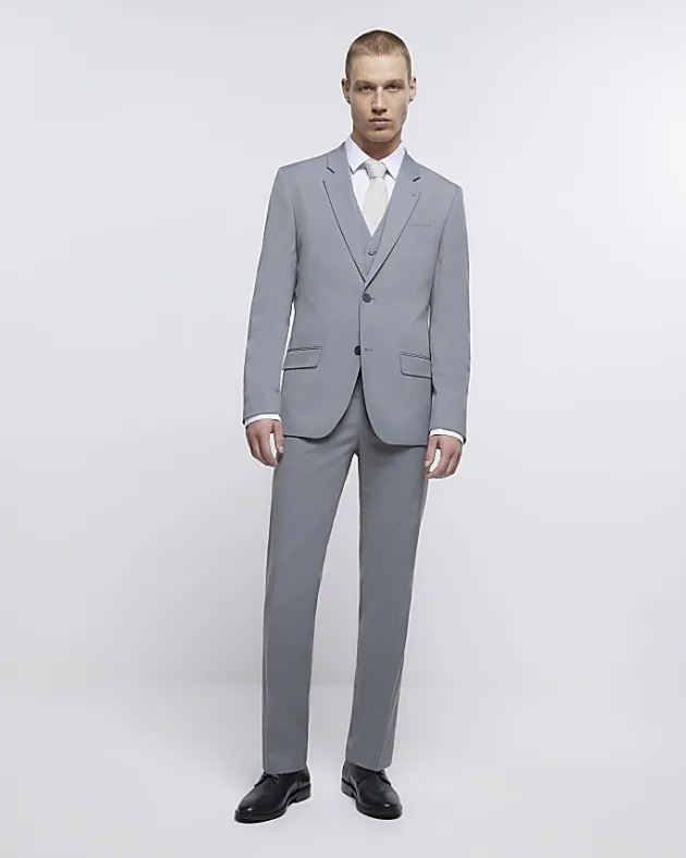 River Island skinny fit twill waistcoat< Suits