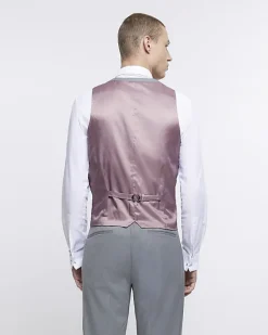 River Island skinny fit twill waistcoat< Suits