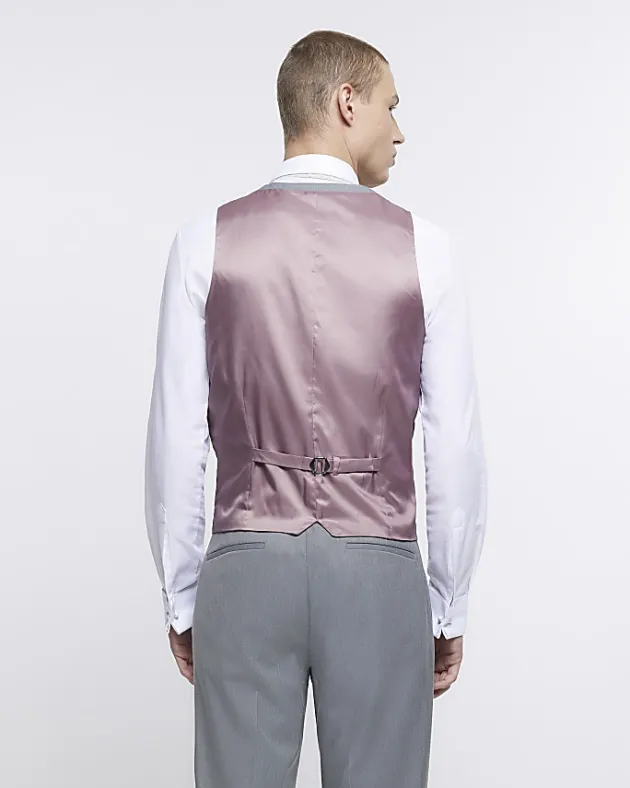 River Island skinny fit twill waistcoat< Suits