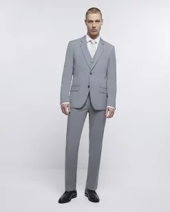 River Island skinny fit twill waistcoat< Suits