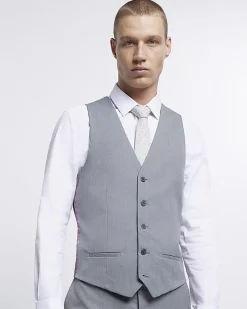 River Island skinny fit twill waistcoat< Suits