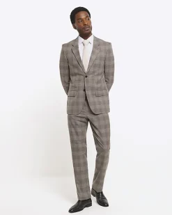 River Island slim fit check suit jacket< Big & Tall