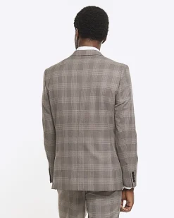 River Island slim fit check suit jacket< Big & Tall