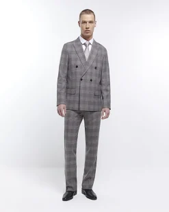 River Island slim fit check suit jacket< Suits