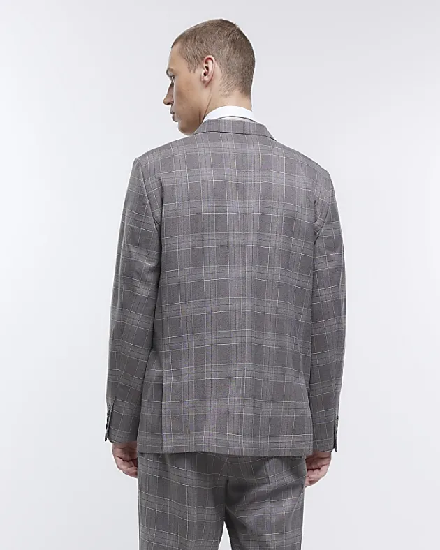 River Island slim fit check suit jacket< Suits