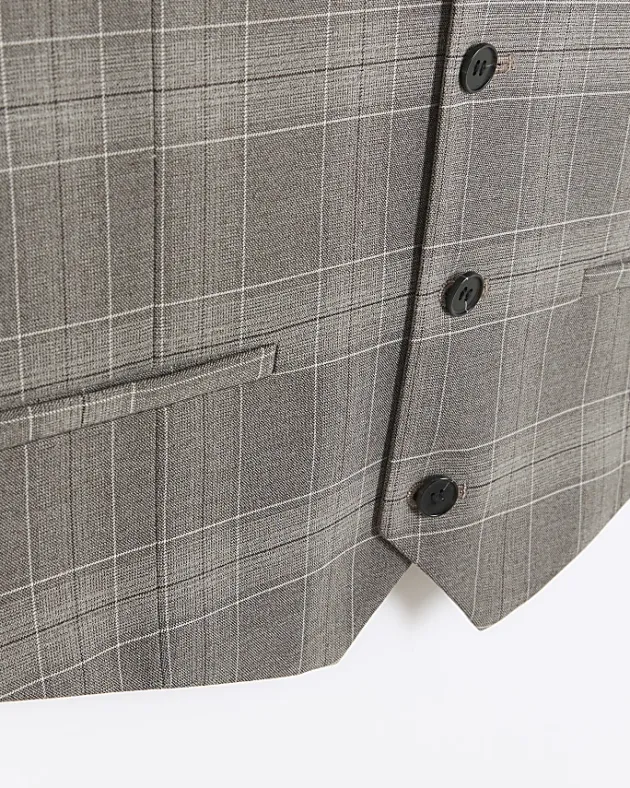 River Island slim fit check waistcoat< Suits