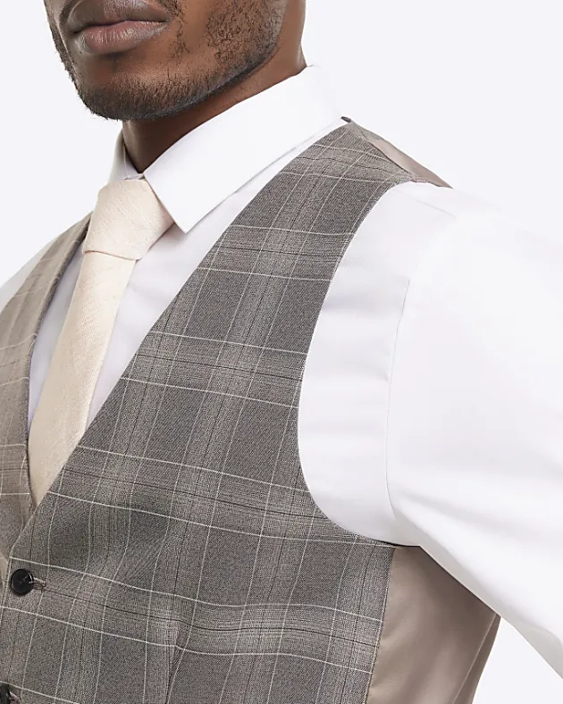 River Island slim fit check waistcoat< Suits