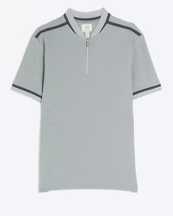River Island slim fit taped baseball collar polo< Polo Shirts