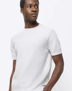 River Island slim fit textured knit t-shirt< Jumpers & Cardigans