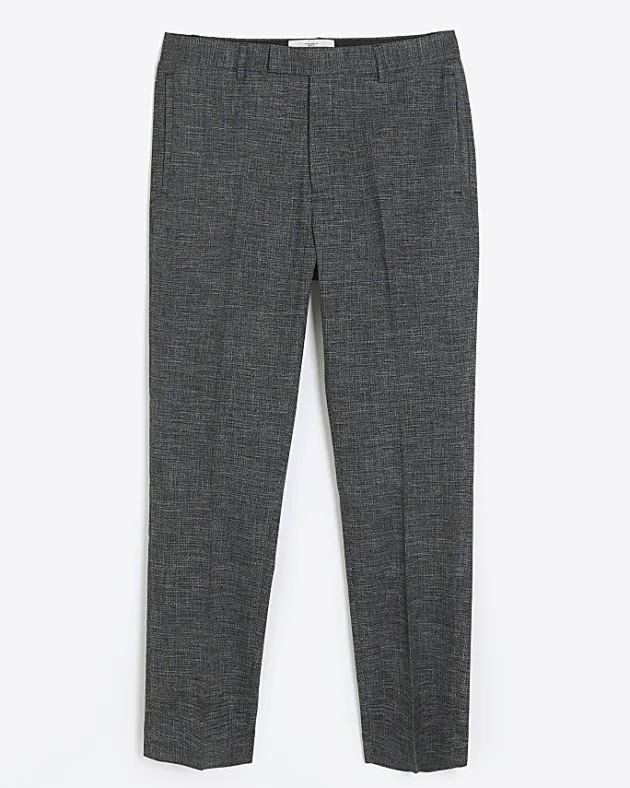 River Island slim fit textured smart trousers< Trousers