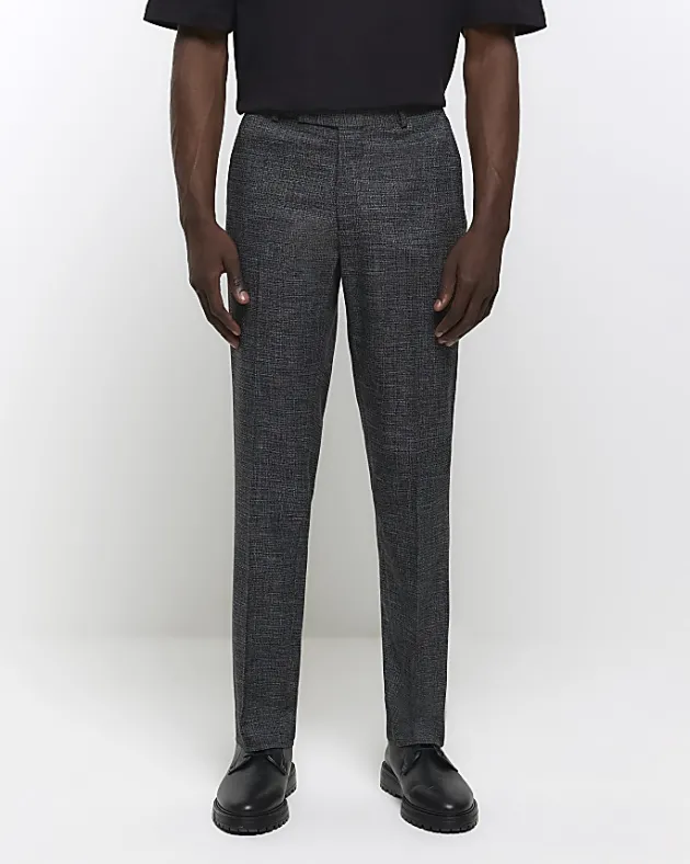 River Island slim fit textured smart trousers< Trousers
