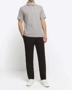 River Island slim fit weave jacquard polo< Polo Shirts