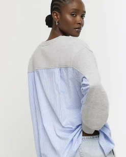 River Island stripe hybrid sweatshirt< Loungewear
