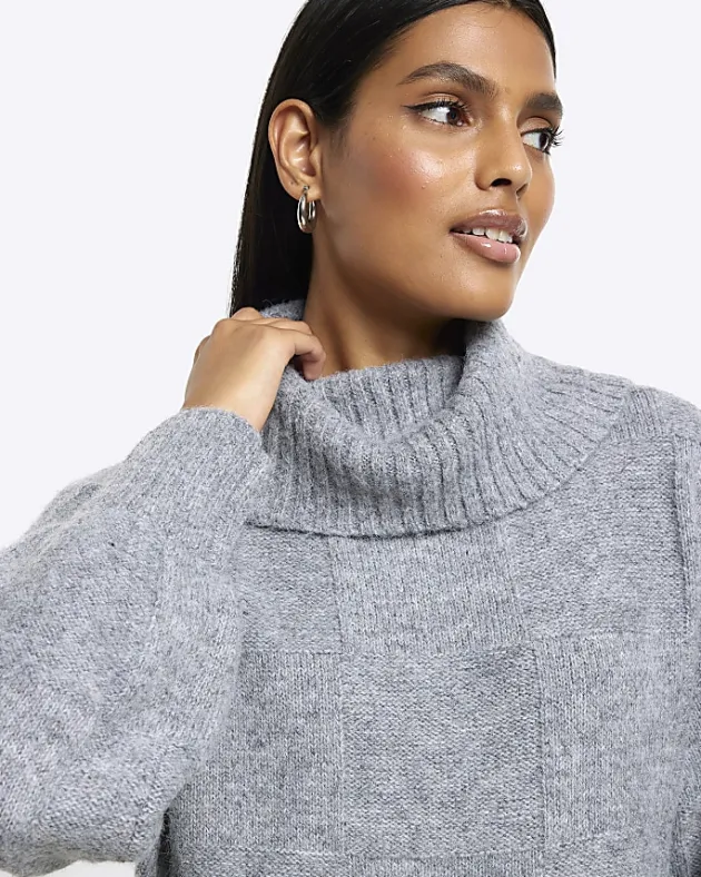 River Island textured roll neck jumper midi dress< Dresses