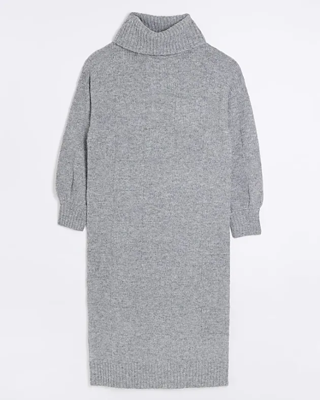 River Island textured roll neck jumper midi dress< Dresses