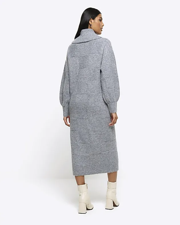 River Island textured roll neck jumper midi dress< Dresses