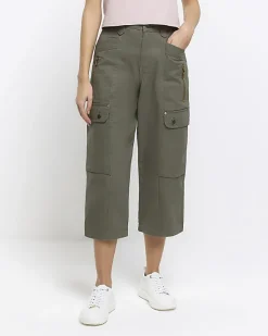 River Island cargo crop wide leg trousers< Trousers