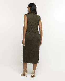 River Island crinkle high neck bodycon midi dress< Dresses