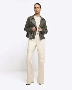 River Island faux leather crop trench coat< Coats & Jackets