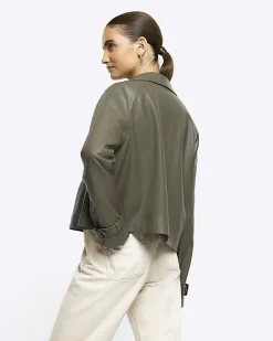 River Island faux leather crop trench coat< Coats & Jackets