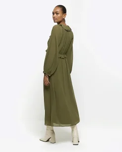 River Island frill plisse sleeve swing midi dress< Dresses