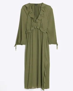 River Island frill plisse sleeve swing midi dress< Dresses