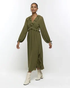 River Island frill plisse sleeve swing midi dress< Dresses