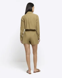 River Island linen blend high waisted shorts< Shorts