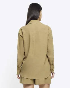 River Island linen blend long sleeve shirt< Co-ord Sets