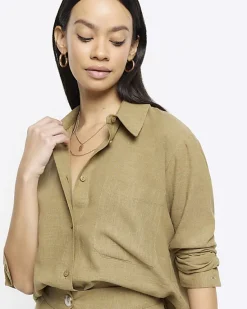 River Island linen blend long sleeve shirt< Co-ord Sets