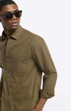 River Island regular fit linen blend shirt< Shirts