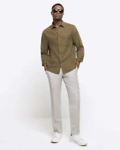 River Island regular fit linen blend shirt< Shirts