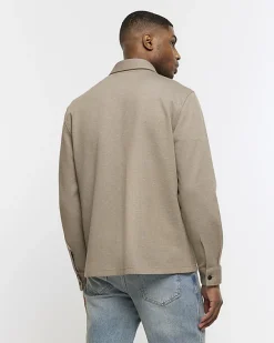 River Island regular fit pocket jersey overshirt< Shirts