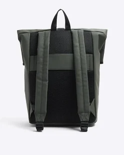 River Island rubberised roll top backpack< Bags