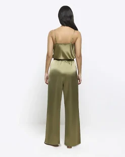 River Island satin pull on wide leg trousers< Trousers
