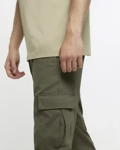 River Island slim fit cuffed cargo trousers< Trousers