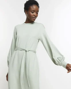 River Island Light tie waist sweatshirt midi dress< Dresses