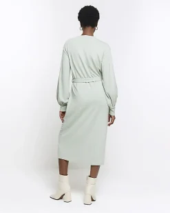 River Island Light tie waist sweatshirt midi dress< Dresses