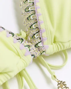 River Island Lime stitch detail triangle bikini top< Swimwear & Beachwear