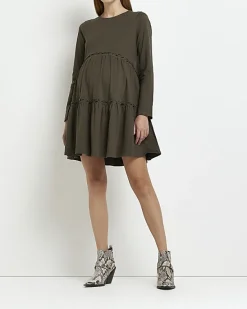 River Island Maternity long sleeve frill mini dress< Maternity