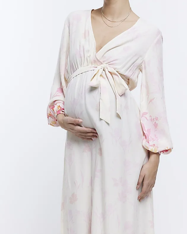 River Island Maternity front wrap floral maxi Dress< Maternity