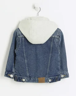 River Island Mini boys hooded denim trucker jacket< 5 - 8 Yrs