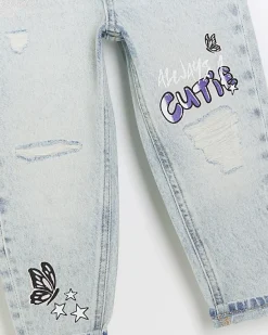 River Island Mini girls graffiti mom jeans< 3 - 5 Yrs