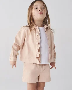 River Island Mini girls coral frill shacket and shorts set< Sets & Outfits