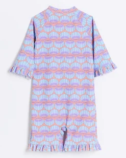 River Island Mini girls coral sun safe rash suit< 3 - 5 Yrs