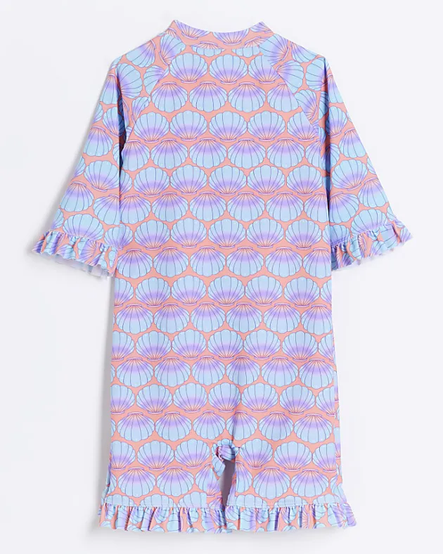 River Island Mini girls coral sun safe rash suit< 3 - 5 Yrs