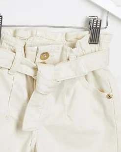 River Island Mini girls ecru paperbag belted shorts< 3 - 5 Yrs