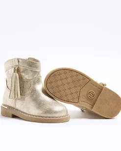 River Island Mini girls gold tassel western boots< Shoes & Boots