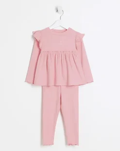 River Island Mini girls rib peplum top set< 6 Mths - 2 Yrs